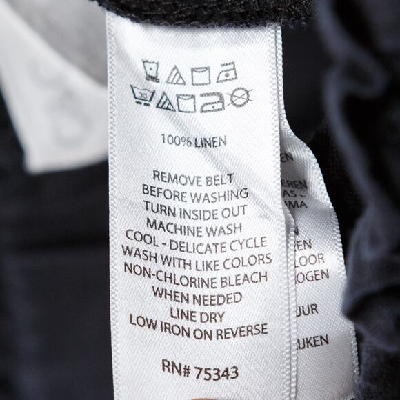 C & C CALIFORNIA 100% Linen Relaxed Fit Pants Elastic Waist Black Sz L - Picture 7 of 7